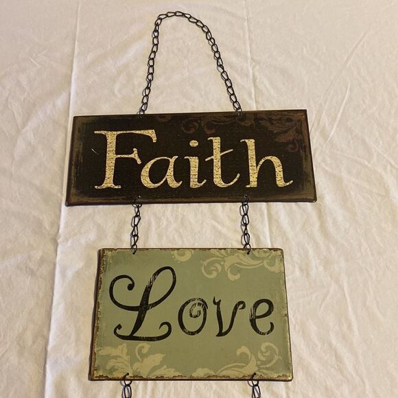 Faith Love Hope Metal Home Decor Multi Wall Sign EUC - Picture 2 of 12